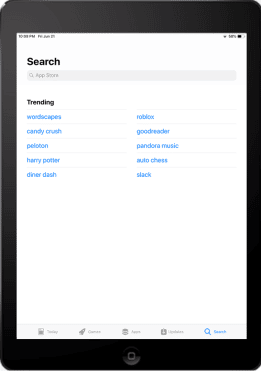 The image shows the search tool in the app store.