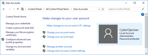 Screenshot of User Accounts window.