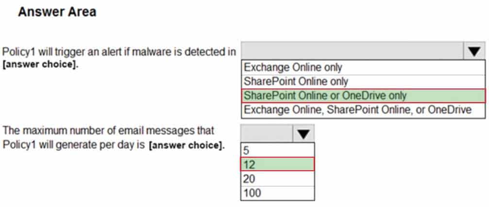 MS-100 Microsoft 365 Identity and Services Part 04 Q12 009 Answer